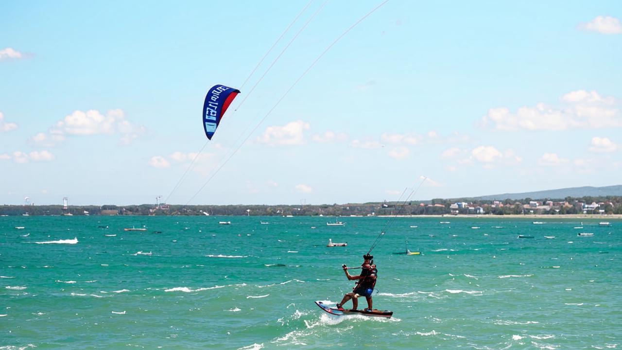 Richard Branson kitesurfing in England, 2010