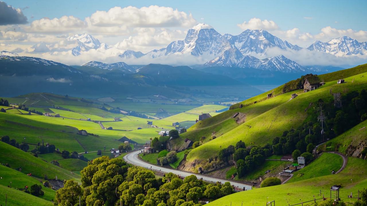 View of Kazbek and the Fiagdon Gorge from Dzivgis village