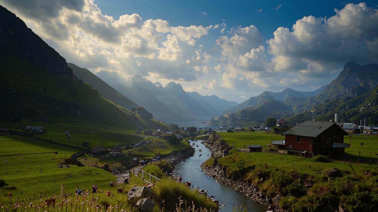 View of the village of Dzivgis and Mount Kariukhokh