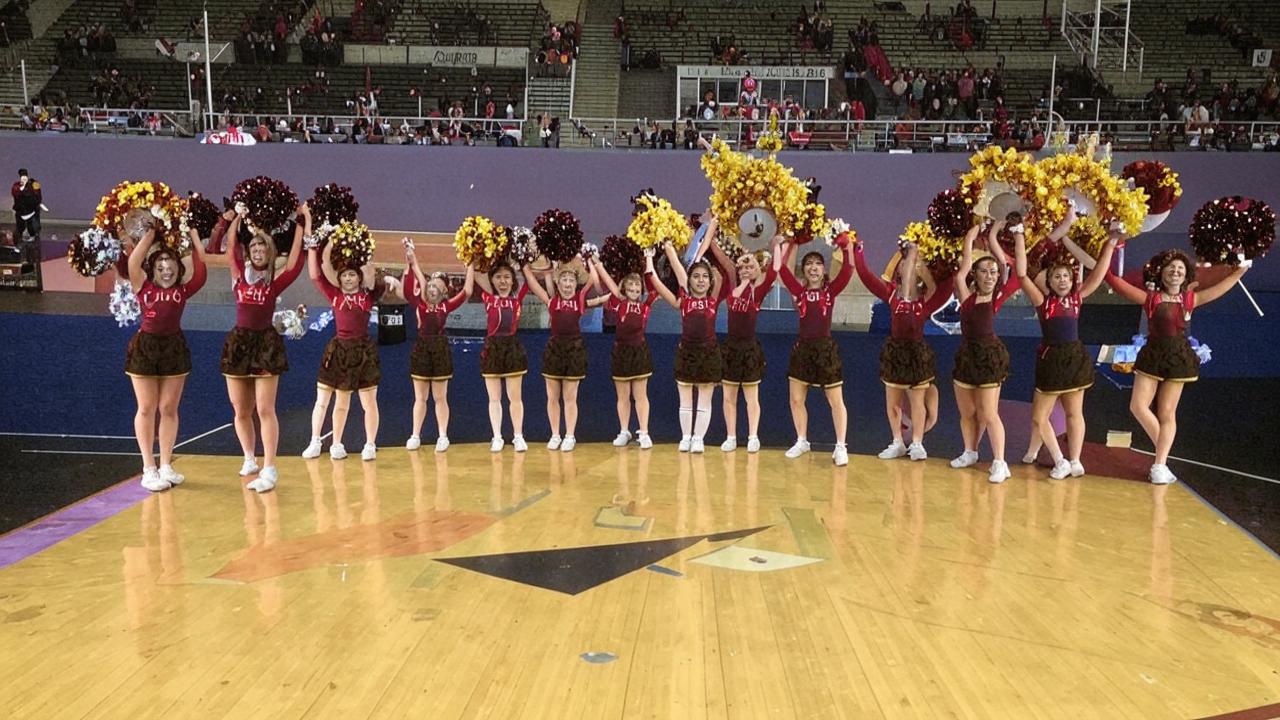 The men's cheerleading team