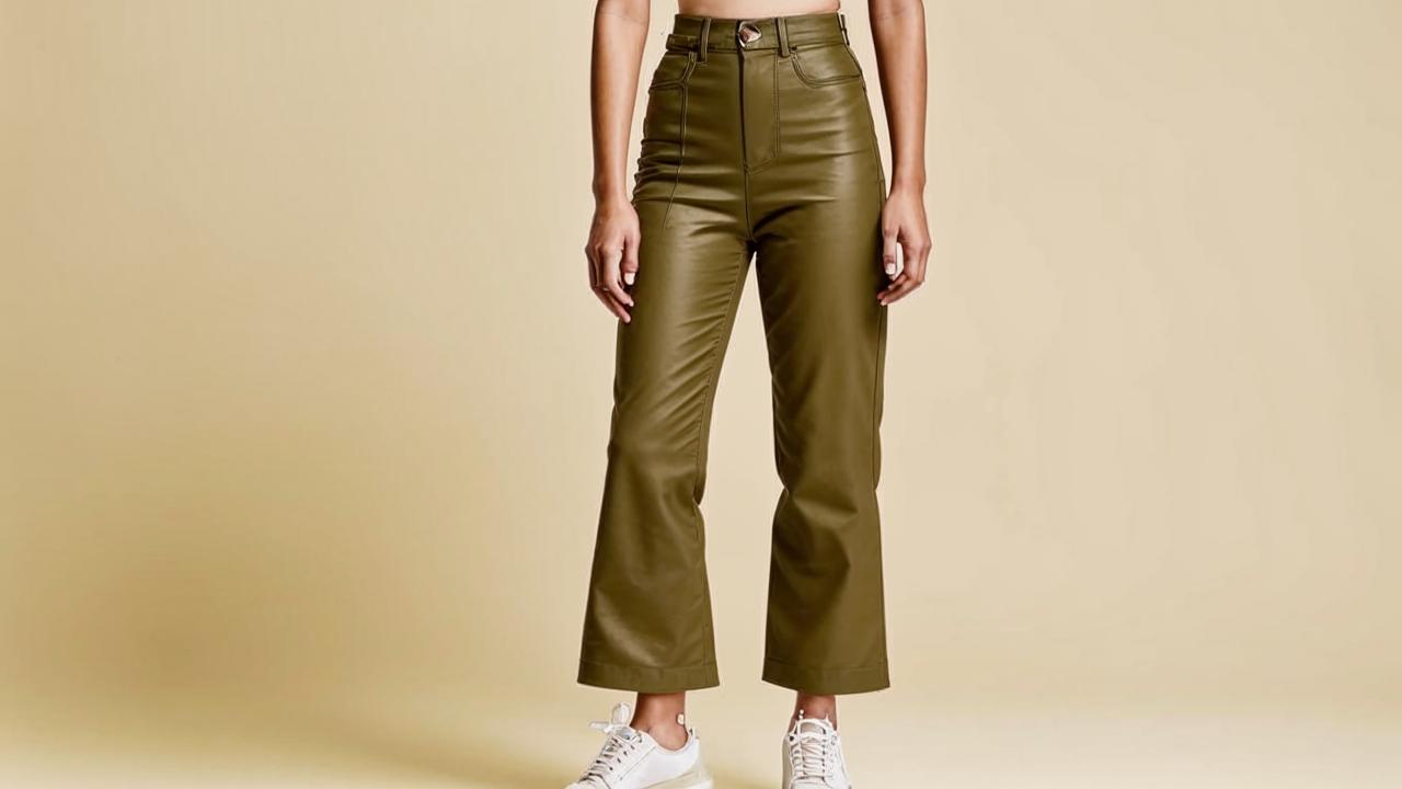 Women's flared pants in eco-leather Sela