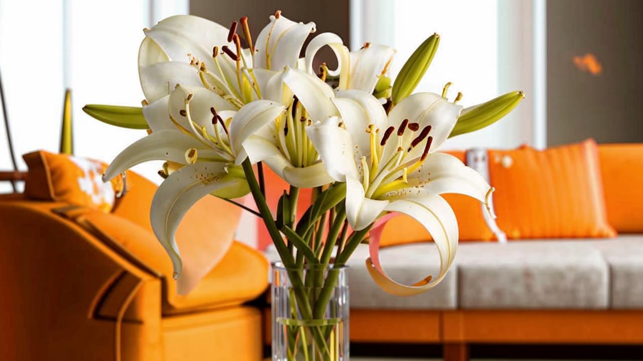 A bouquet of white lilies