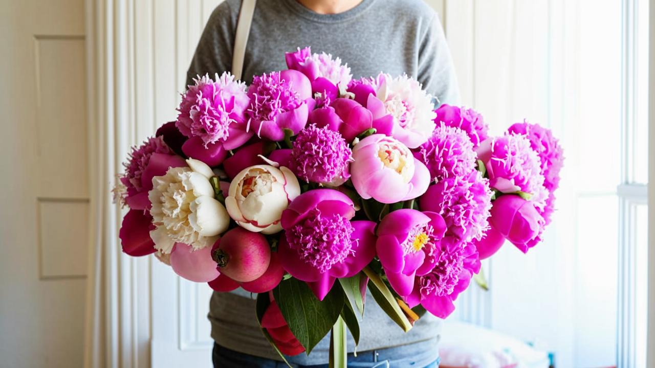 A bouquet of pink peonies