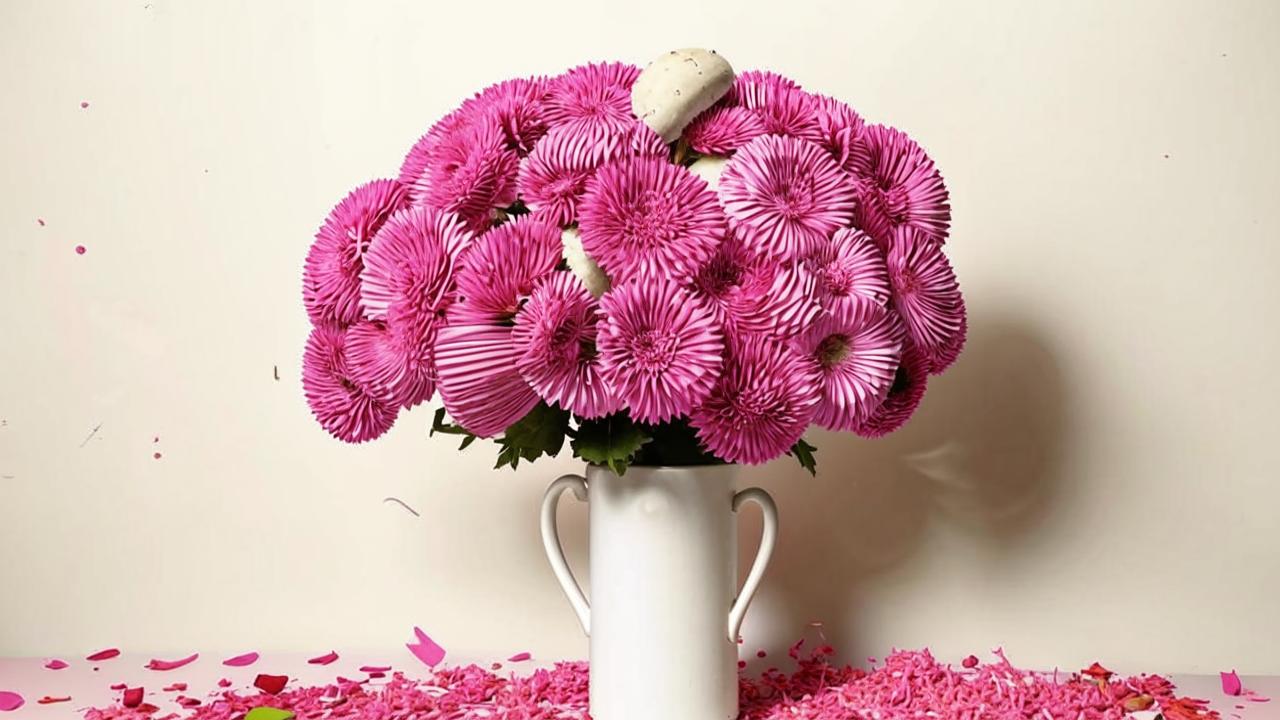 A bouquet of pink chrysanthemums