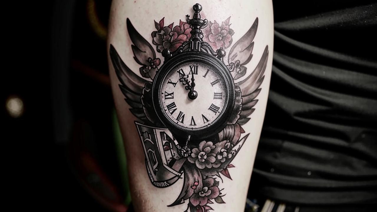 A tattoo of a clock